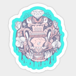 Npink Mystic Aquarius Vase Sticker